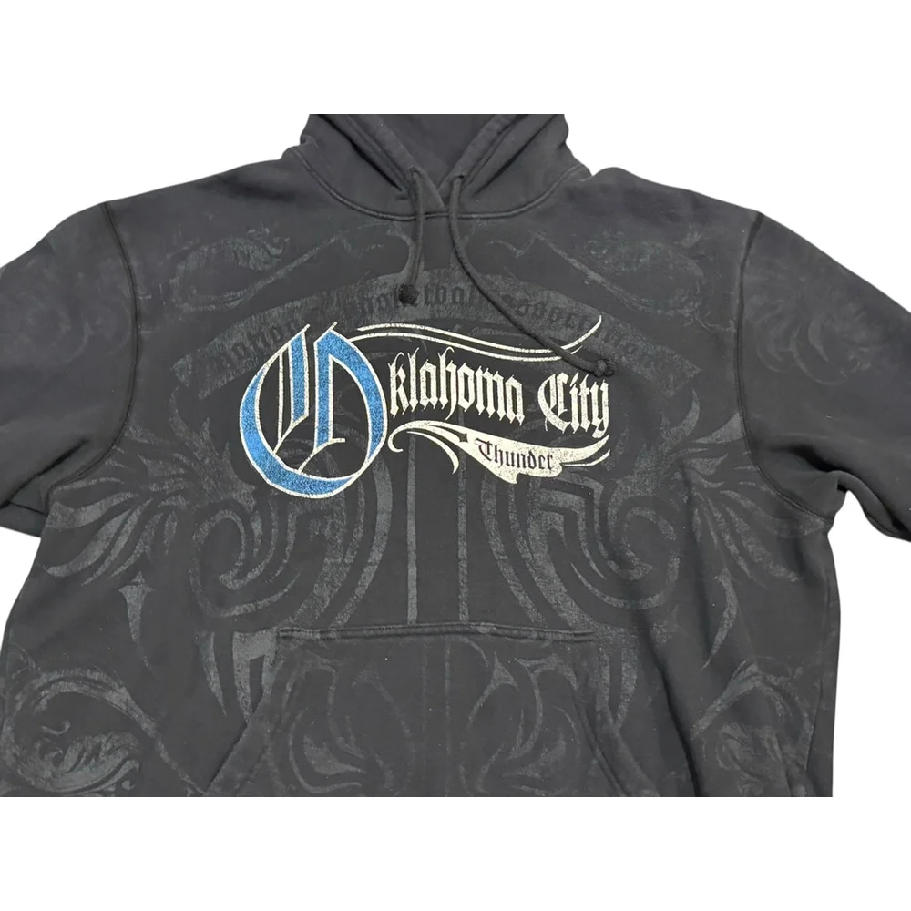 ADIDAS MEN'S OKLAHOMA THUNDER NBA ALL-OVER PRINT GOTHIC HOODIE Size XL​​​ - Picture 6 of 9